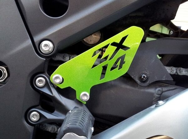 Kawasaki ZX14 Logo Heel Guards ZZR1400 ZX14R Ninja - Metallic Green