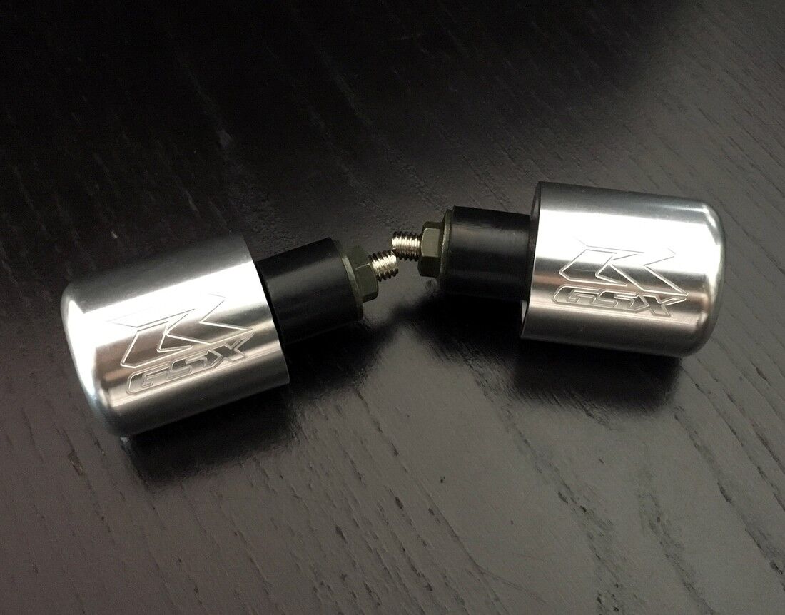 GSX-R Engraved SILVER Bar Ends / Sliders GSXR 600 750 1000 1100