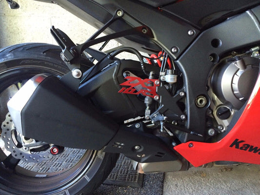 Kawasaki ZX10 Cut Heel Guards / Ankle Plates ZX-10R ZX10R 2004 -2016 Candy Red