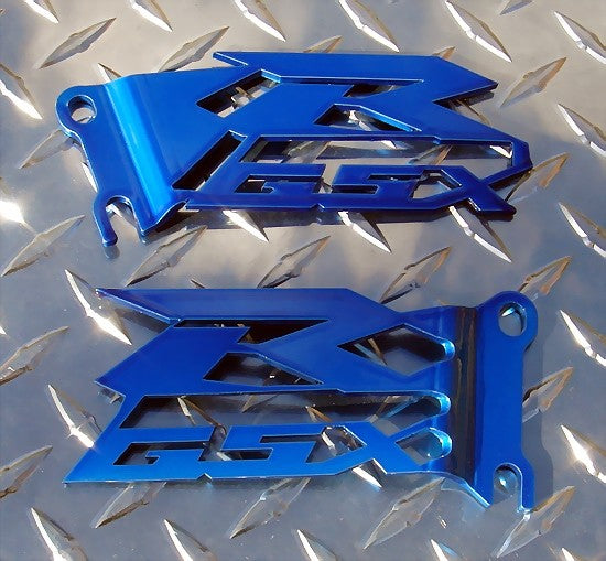 GSX-R Candy BLUE Cut-Out Heel Guards / Plates GSXR 600 750 1000