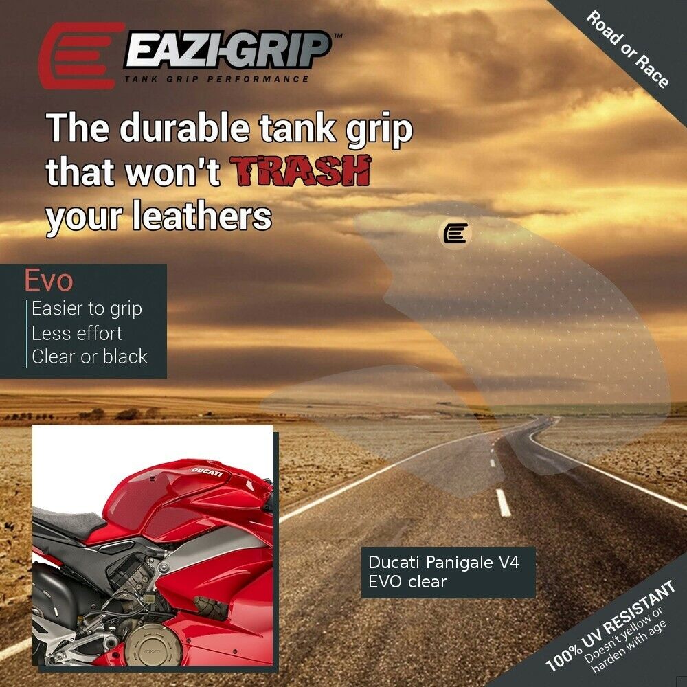 Ducati V2 Panigale / Streetfighter Eazi-Grip Evo Tank Grip Traction Pads - Clear