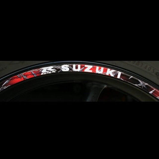 Red SUZUKI GSXR Logo Barbed Wire Rim Stripes / Tape  GSX-R 600 750 1000 1100