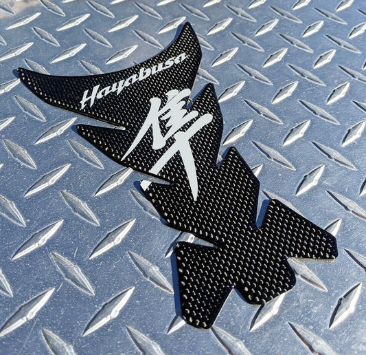 REAL Carbon Fibre 3D HAYABUSA Kanji Logo Tank Pad / Protector Suzuki GSX1300R