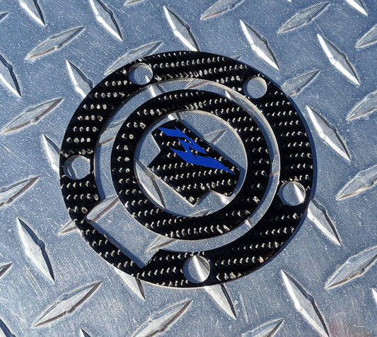 REAL Carbon Fibre Yamaha R1 Fuel / Gas Cap Cover Tank Pad R1S R1M Blue Logo