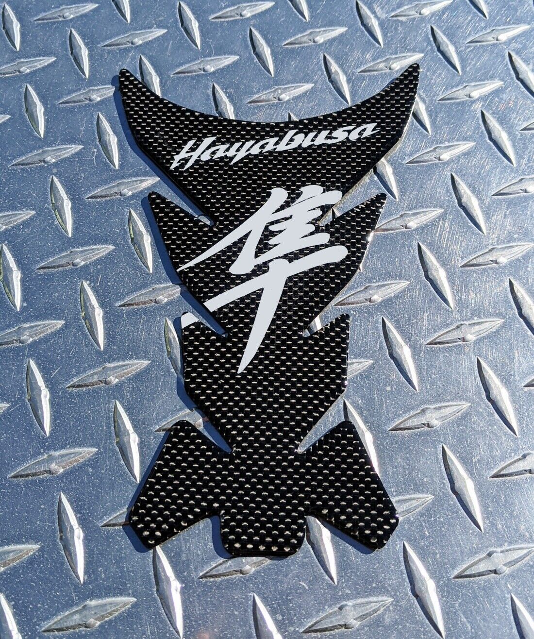 REAL Carbon Fibre 3D HAYABUSA Kanji Logo Tank Pad / Protector Suzuki GSX1300R