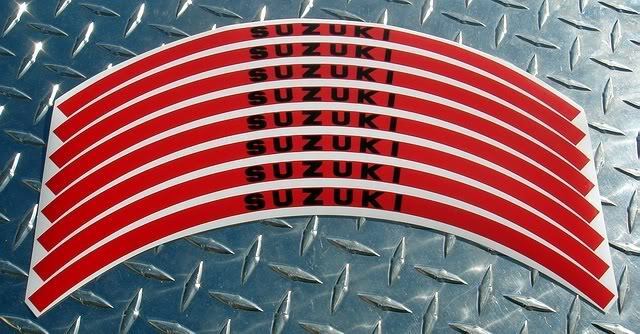 Red SUZUKI Logo Rim Stripes GSXR TLR TL1000S SV650 SV1000 HAYABUSA 650F 1250s