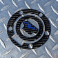 REAL Carbon Fibre Yamaha R1 Fuel / Gas Cap Cover Tank Pad R1S R1M Blue Logo