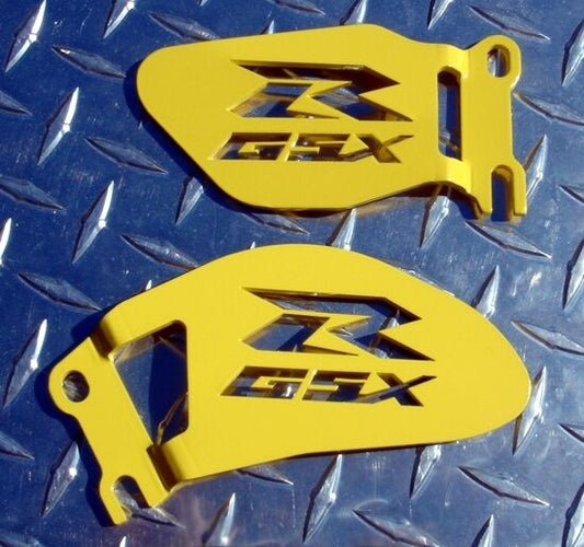 Suzuki GSXR Yellow Logo Heel Guards / Ankle Plates GSX-R 600 750 1000