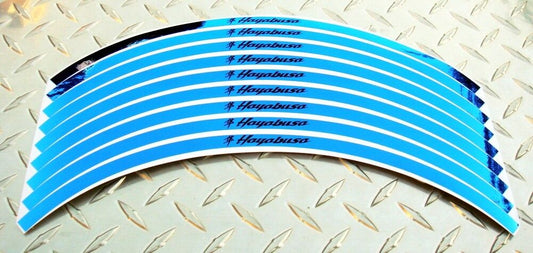 Blue CHROME Hayabusa Kanji Logo Rim Stripes / Tape - Suzuki GSXR GSX1300R BUSA