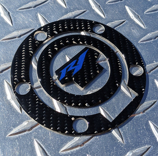 REAL Carbon Fibre Yamaha R1 Fuel / Gas Cap Cover Tank Pad R1S R1M Blue Logo
