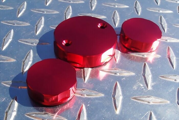 Ducati 748 996 888 1098 1198 ST2 S4R 750SS M900 RED Reservoir Caps - Fits Brembo