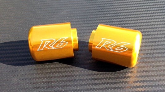 Yamaha R6 Engraved GOLD Anodized Bar Ends Sliders 2006 - 2018
