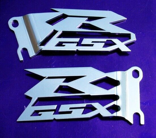 GSX-R Silver Cut-Out Heel Guards / Ankle Plates All Suzuki GSXR 600  750 1000