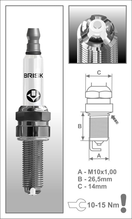 4 x BRISK COR10LGS Spark Plugs - S1000R S1000XR S1000RR HP4 R1 MT-10 MT-09